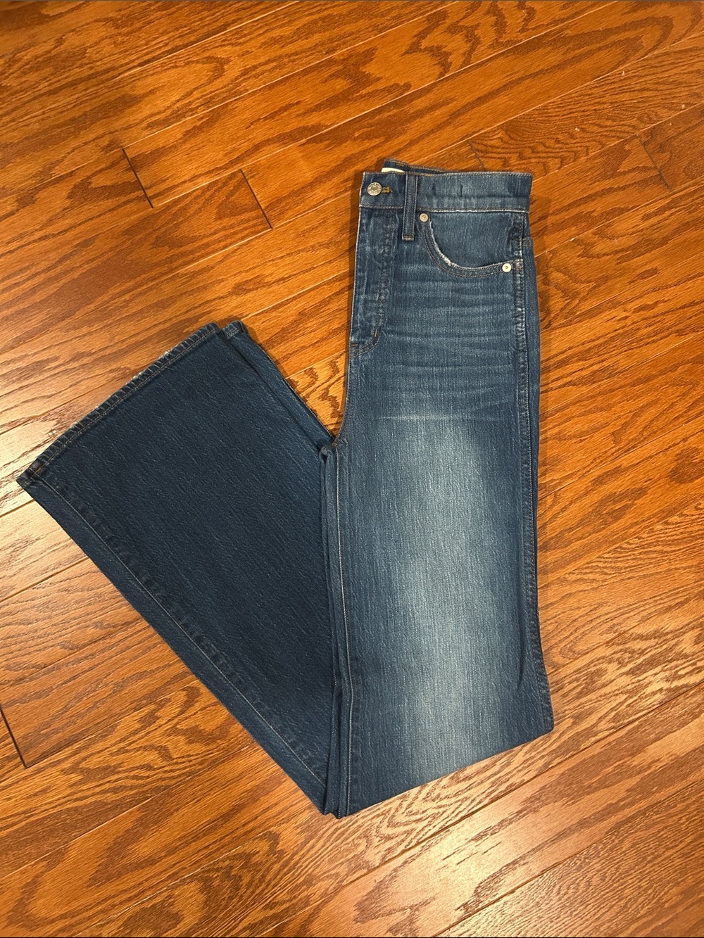 Madewell 11in High Rise Flare Jeans in Medium Blue Wash